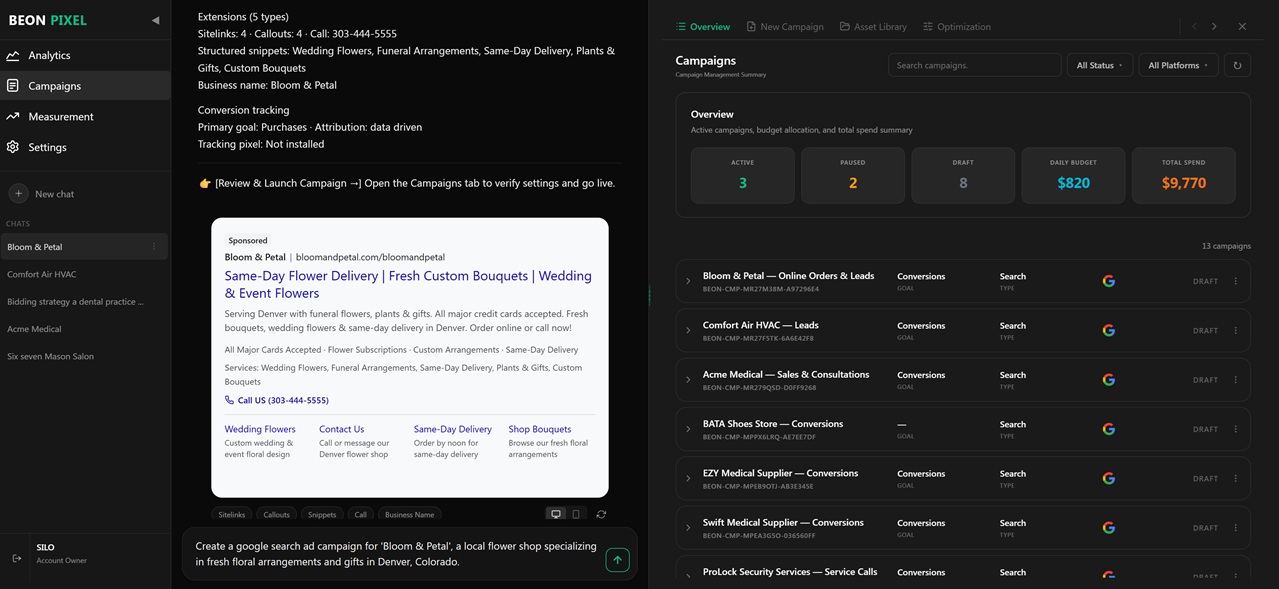 BEON dashboard